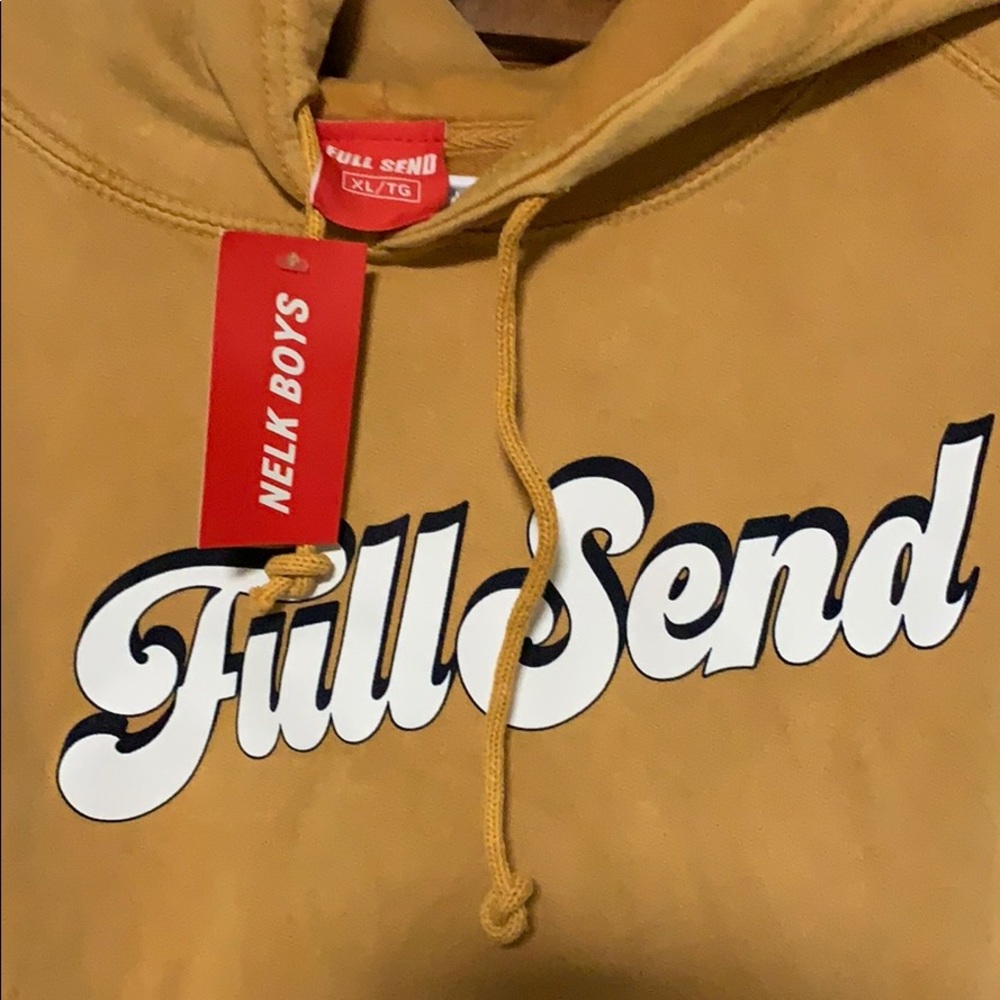 XL FULLSEND YELLOW CURSIVE HOODIE